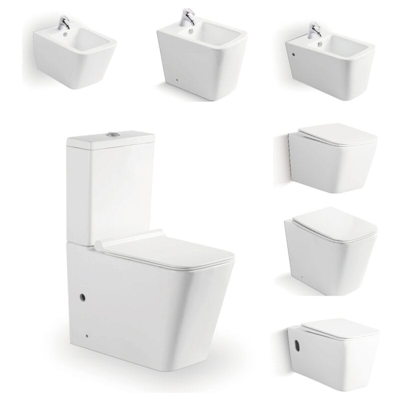 Ce Certified Bathroom Ceramic Sanitary Ware Set Two Piece Toilet + Wall Hung Bidet Combo