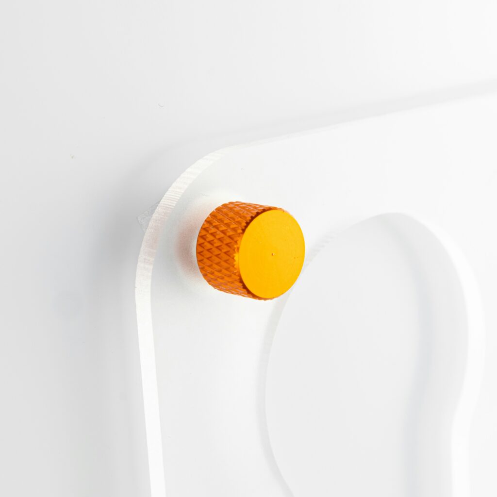 Close-up of a durable plastic toilet seat
