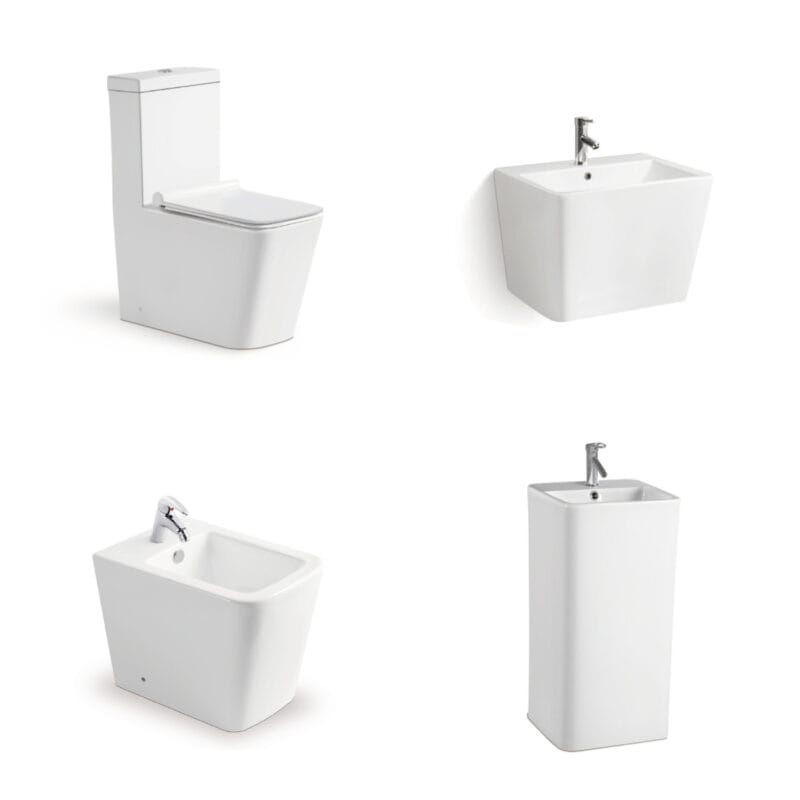 Iso 9001 & Ce Certified Sanitary Ware Set Rimless Two Piece Wc + Wall Hung Bidet For European Residential Projects