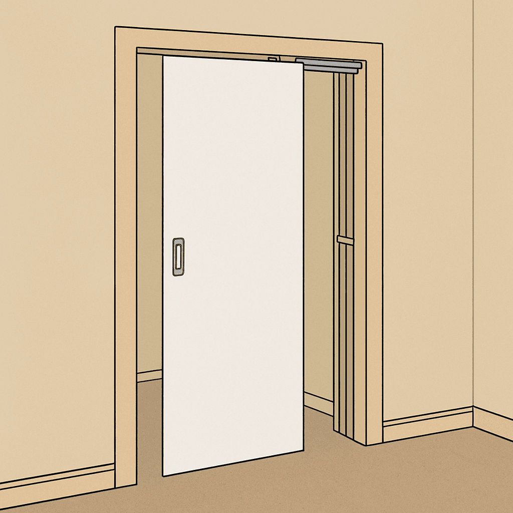 Illustration Of A Pocket Door Sliding Into A Wall