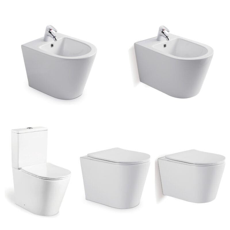 Saso Approved Premium Bathroom Set Sleek Ceramic Floor Toilet & Wall Hung Bidet For Saudi Homes