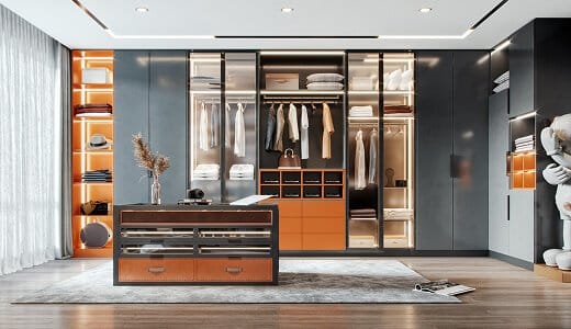 High Gloss Lacquer Wardrobe Closet Orange Accents.jpg