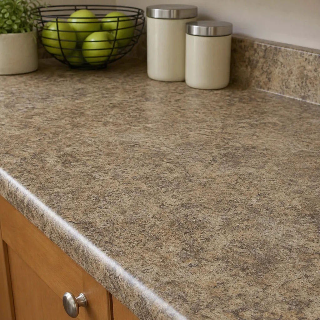 Close Up Of A Budget Friendly But Durable Kitchen Countertop Featuring Stylish Laminate Finish