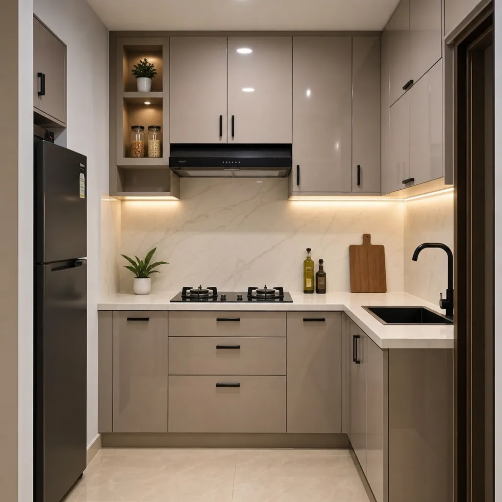 Modern Pvc Kitchen Cabinets Designed For A Small Apartment Space With A Sleek Finish