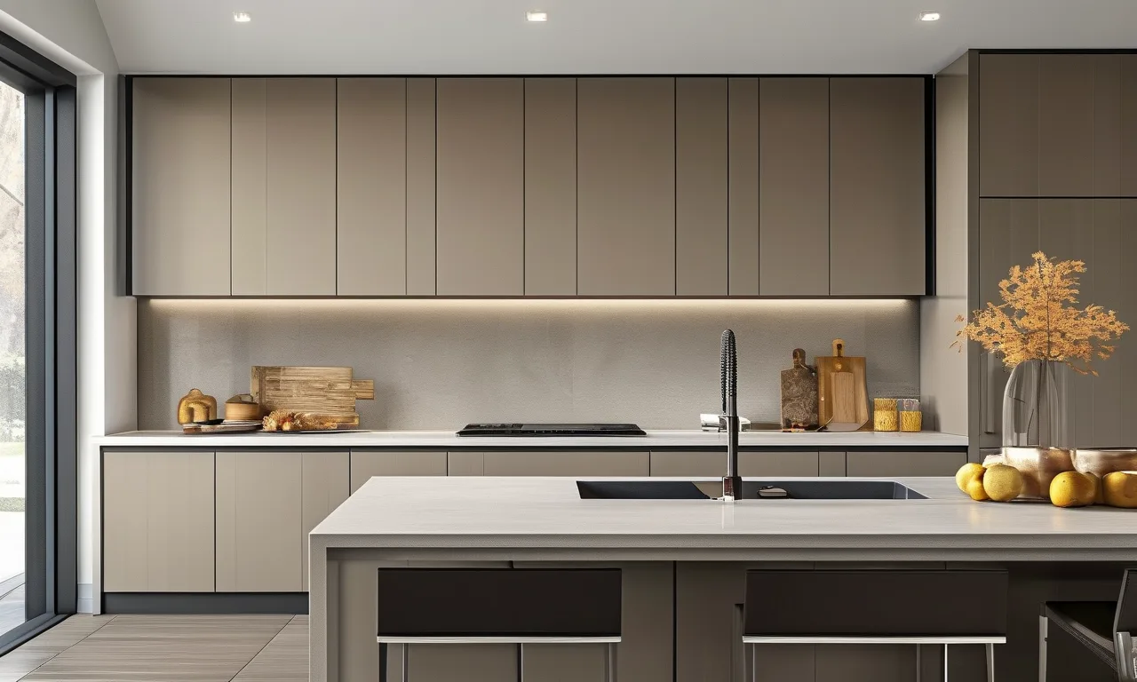 Modern minimalist kitchen with flat-panel slab cabinets