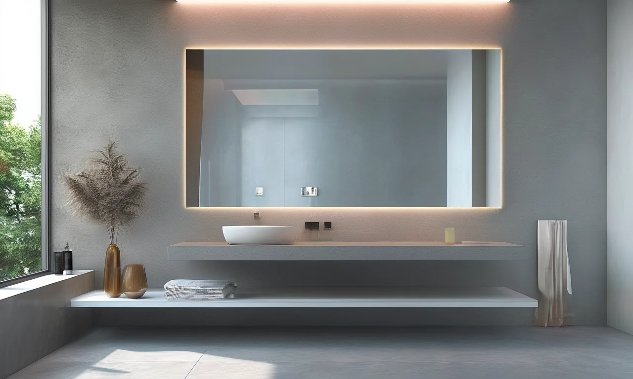 Smart bathroom mirror with LED backlight and anti-fog surface