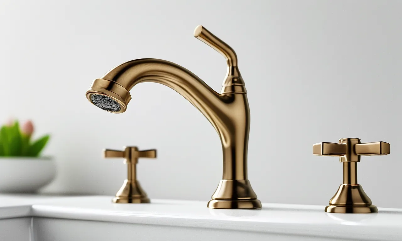Close-up of a low-flow eco-friendly bathroom faucet with matte finish