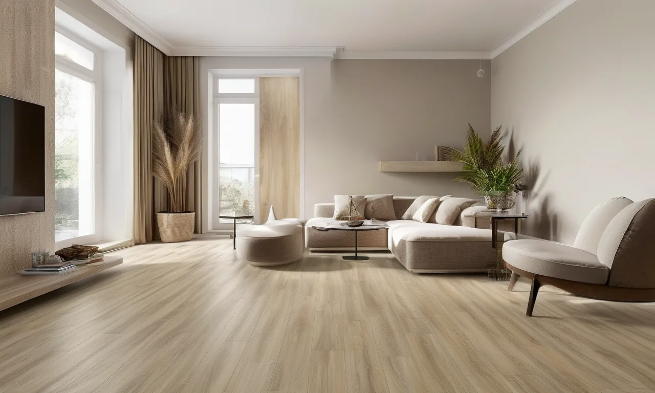 Luxury vinyl plank LVP waterproof flooring in a modern room