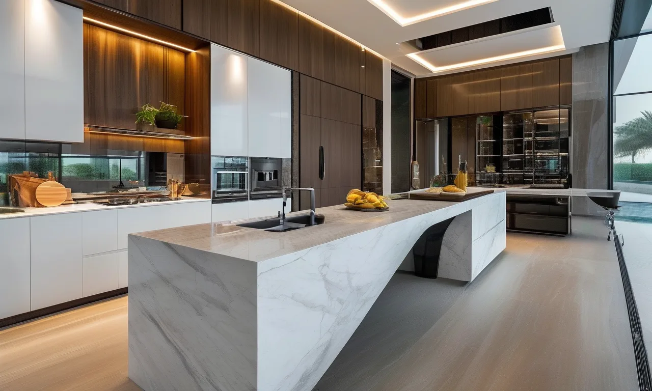 Dubai villa modern kitchen with handleless cabinets
