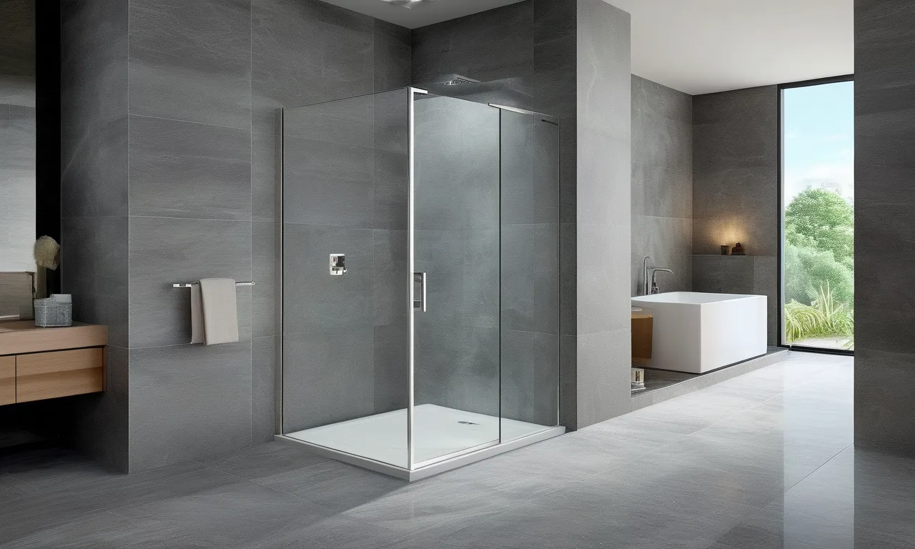 Modern frameless walk-in shower enclosure