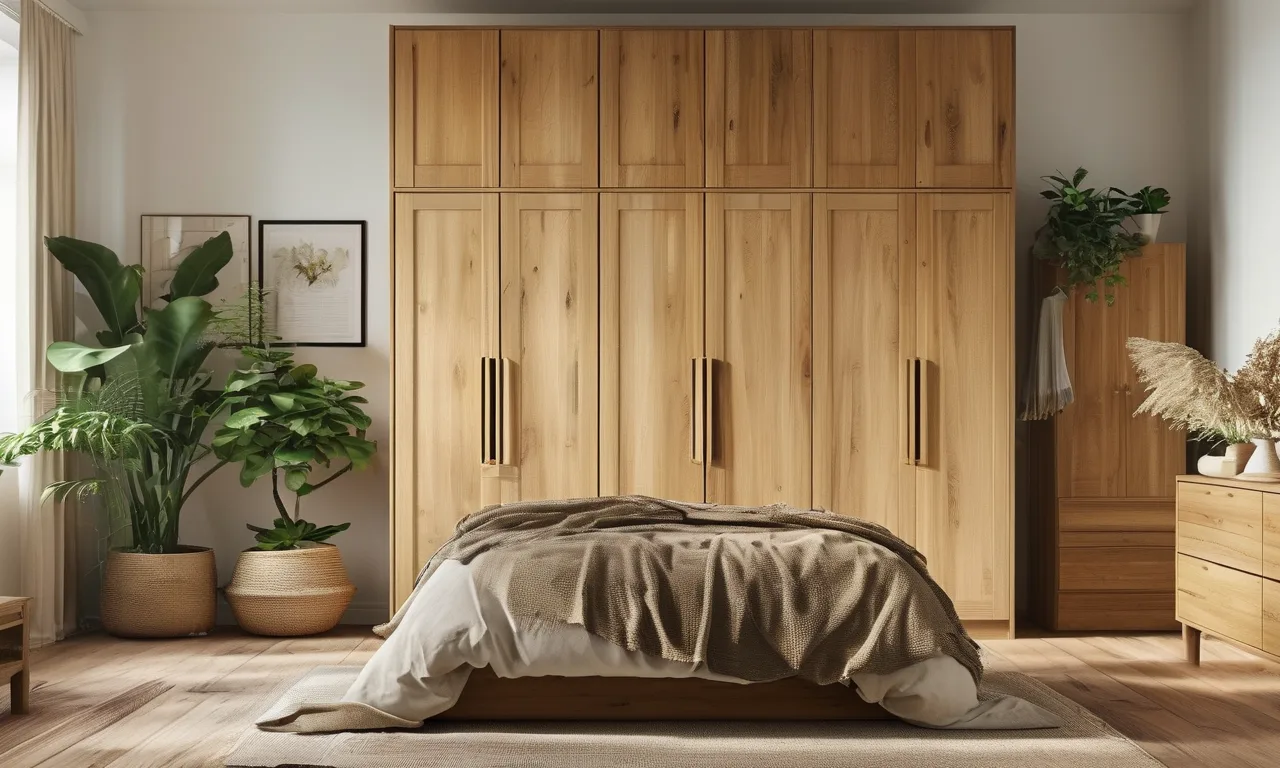 Cover of a bedroom with oak wardrobe and walnut dresser