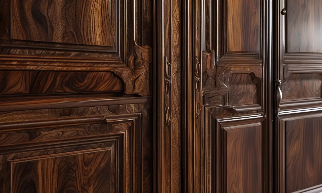 Dark walnut wardrobe with rich brown grain