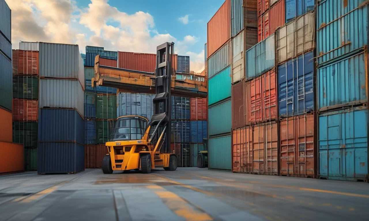 Building materials container loading at port
