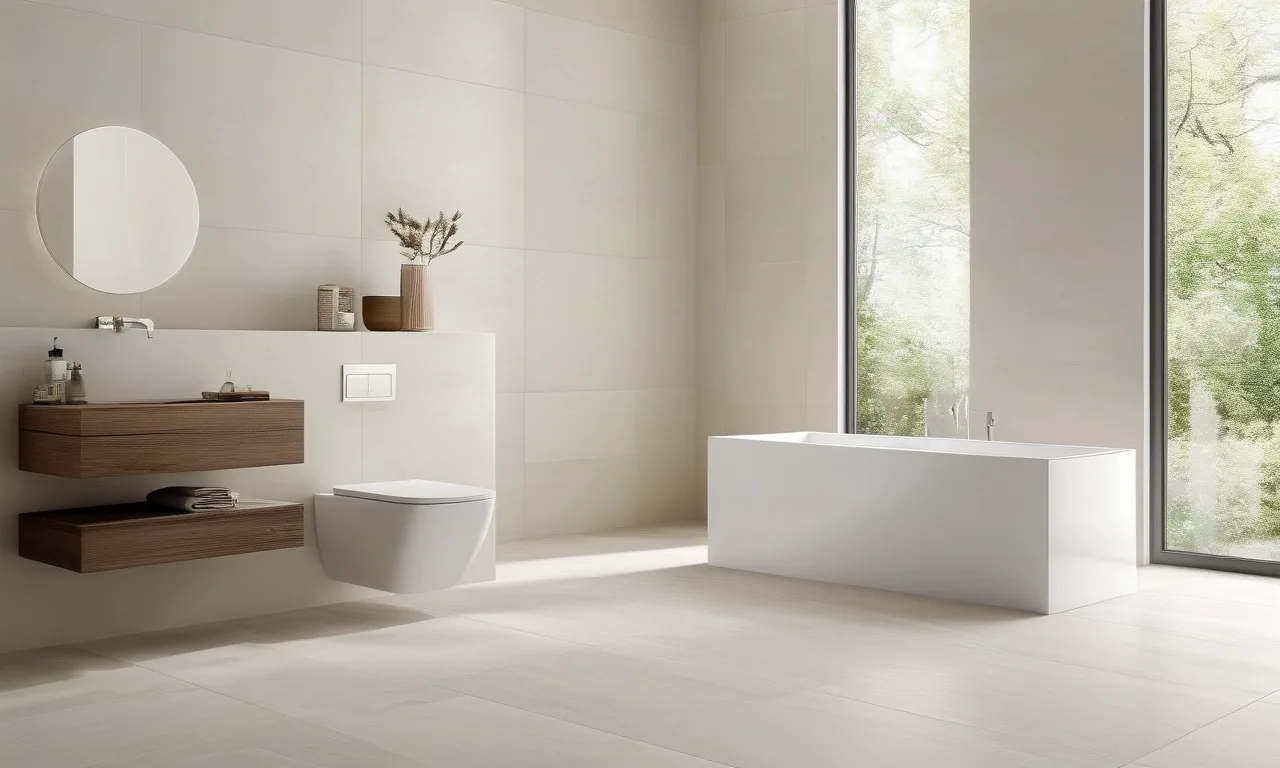 Modern bathroom with a one-piece toilet
