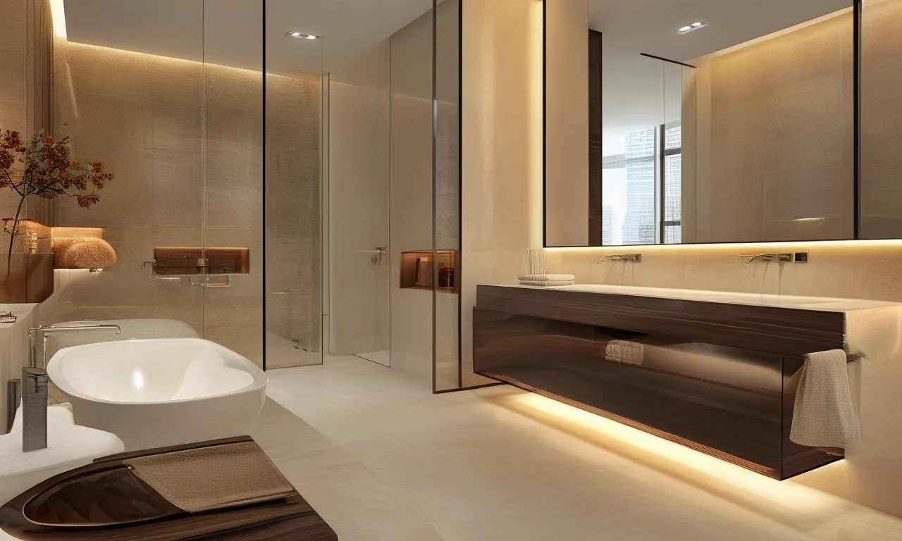 Modern Indian apartment bathroom with smart fixtures
