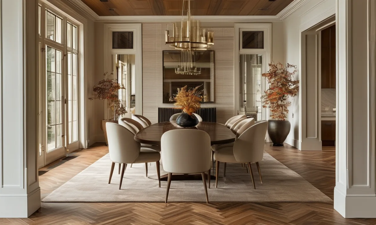 Herringbone patterned wood floor