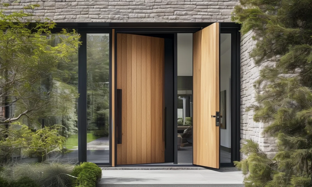 Large pivot wooden front door