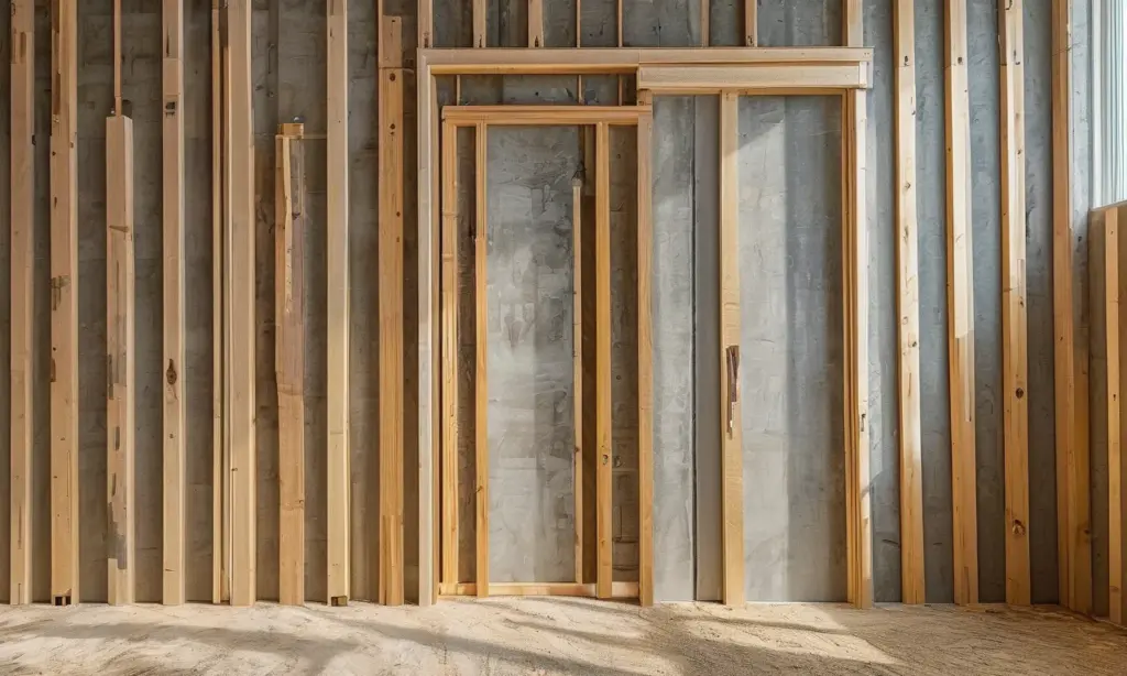 36 inch interior door installed in a framed rough opening