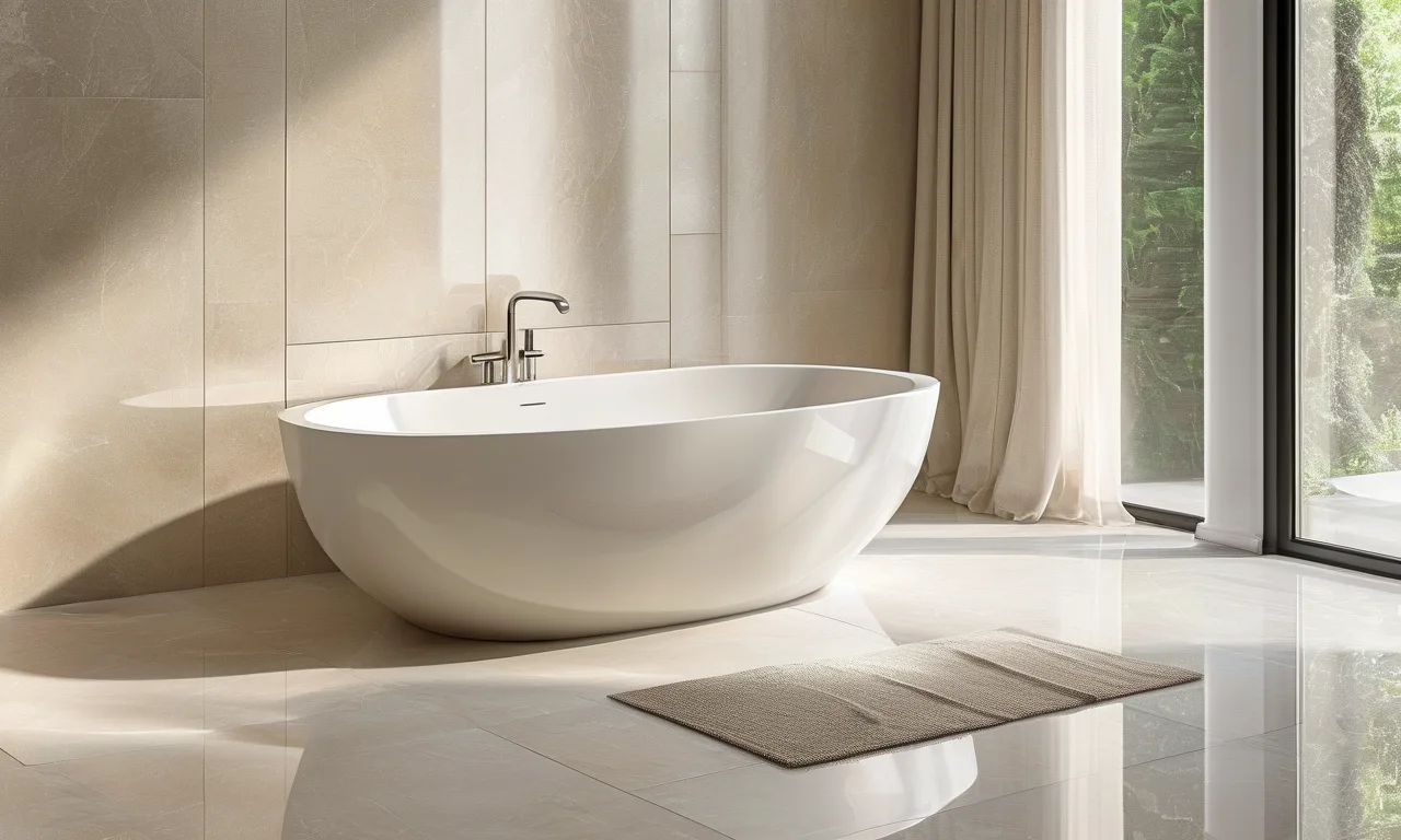 Modern freestanding bathtub in a luxury bathroom