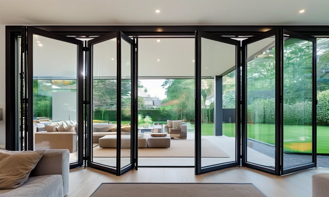 Bifold patio doors folded open